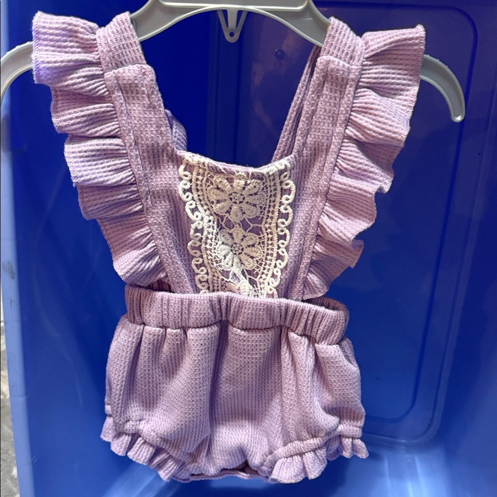SHEIN Lavender Baby Romper with Ruffle Accents